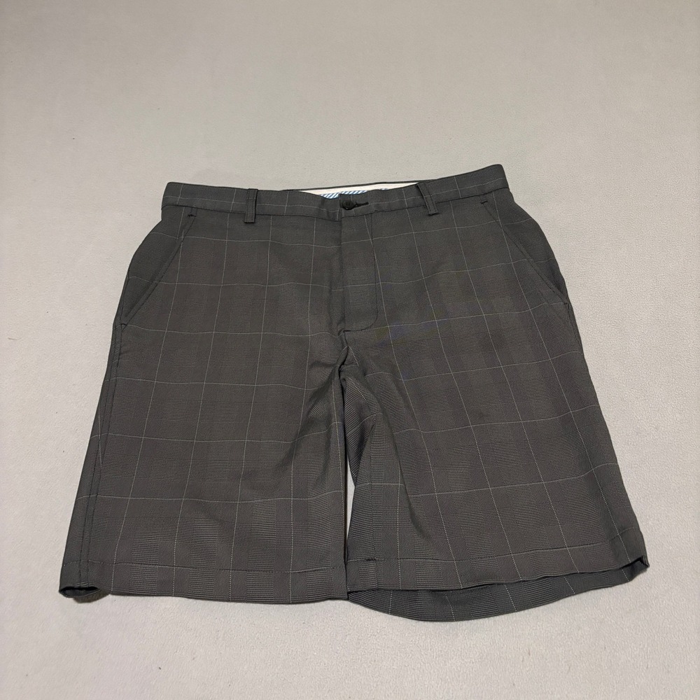 FootJoy Mens Grey Windowpane Plaid Golf Shorts Size 34 Performance Stretch